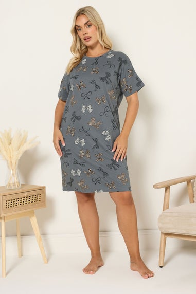 Yours 2 Pack Curve Burgundy Red 'Sunday Vibes' Sleep Tee Nightdresses