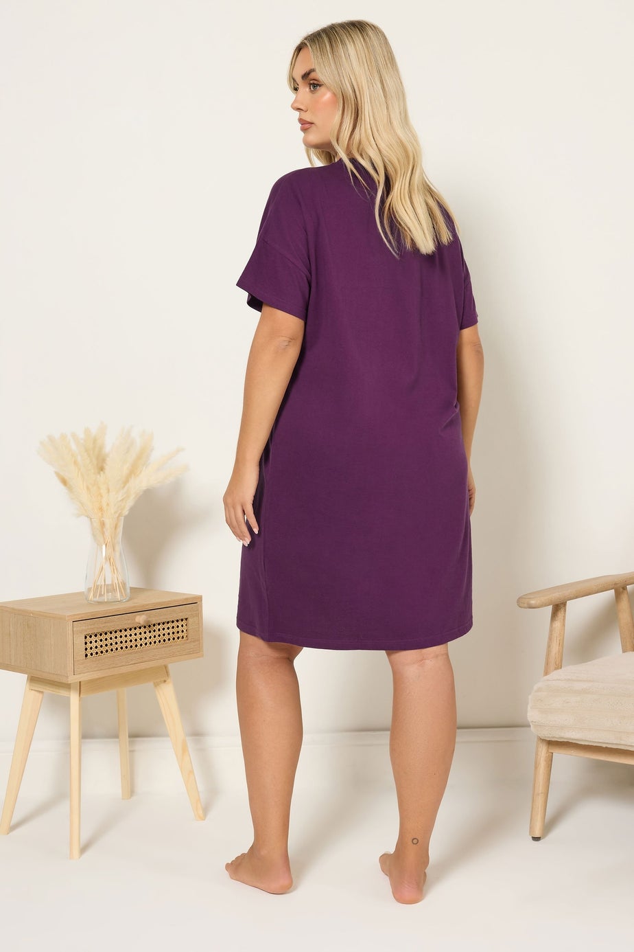 Yours 2 Pack Curve Burgundy Red 'Sunday Vibes' Sleep Tee Nightdresses