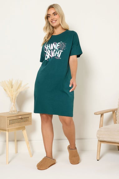 Yours Curve Green 'Shine Bright' Sleep Tee Nightdress