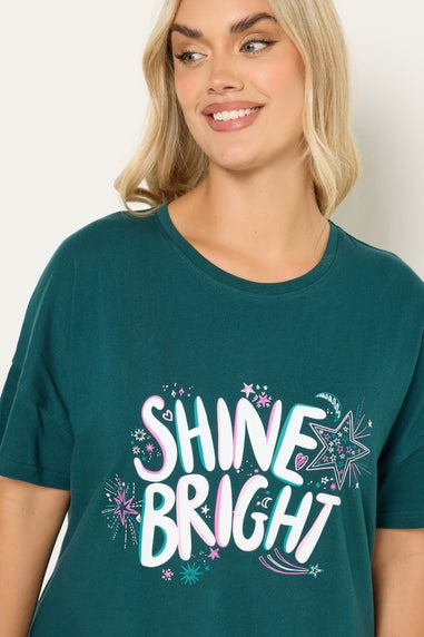 Yours Curve Green 'Shine Bright' Sleep Tee Nightdress