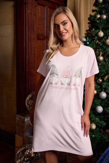 Yours Curve Pink 'Chillin With My Gnomies' Nightdress