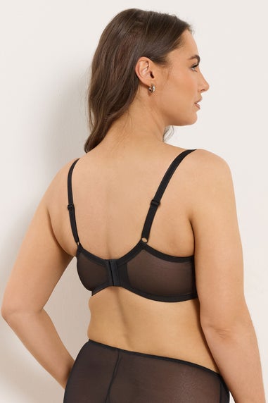 Yours Curve Black Contrast Lace Non-Padded Underwired Bra