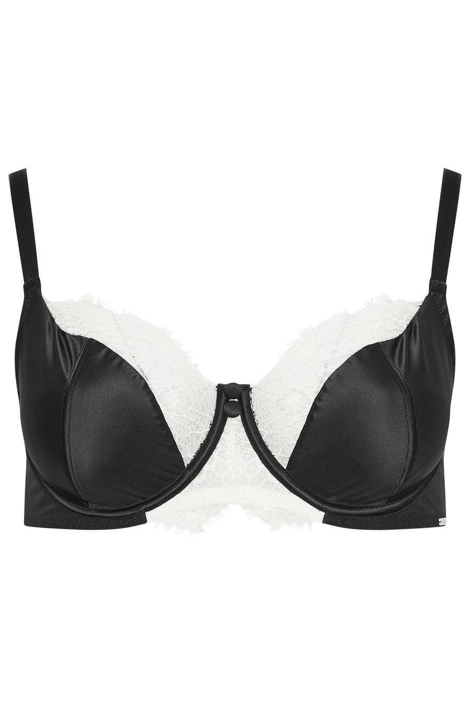 Yours Curve Black Contrast Lace Non-Padded Underwired Bra