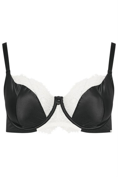 Yours Curve Black Contrast Lace Non-Padded Underwired Bra