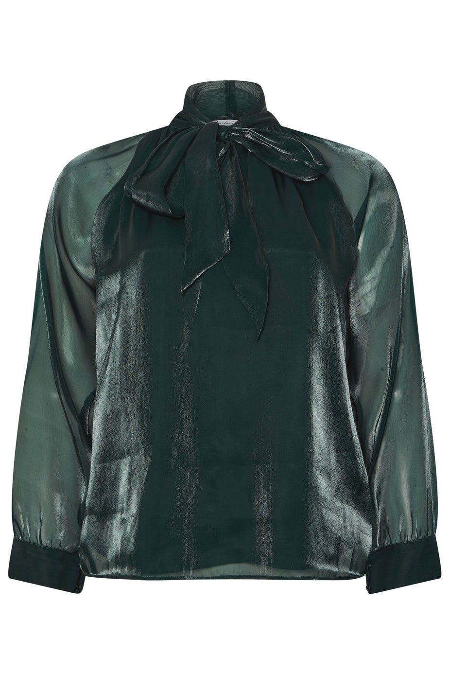 Yours London Curve Green Shimmer Bow Organza Blouse