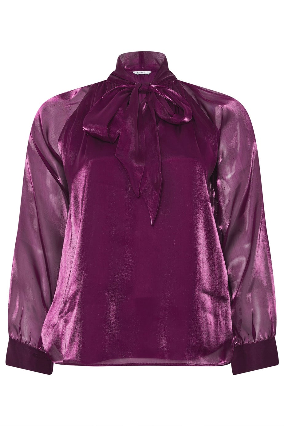 Yours London Curve Purple Shimmer Bow Organza Blouse