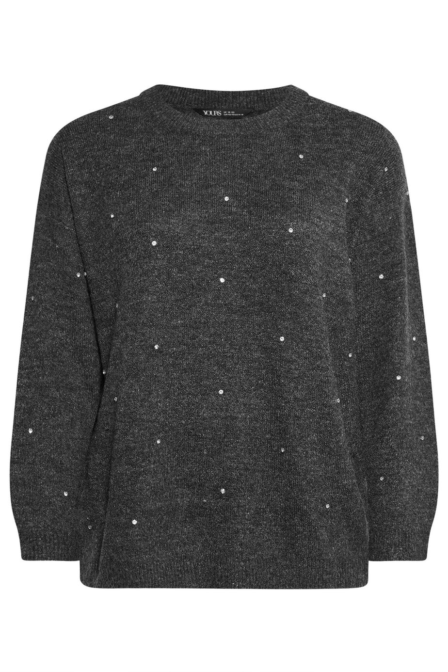 Yours Curve Grey Embellished Front Jumper