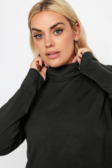 Yours Curve Black Long Sleeve Turtle Neck Top