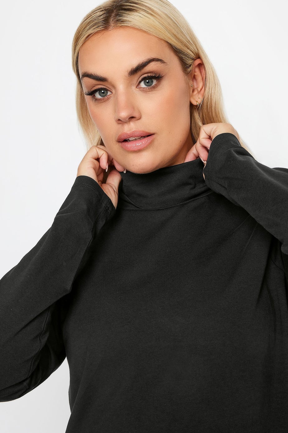 Yours Curve Black Long Sleeve Turtle Neck Top