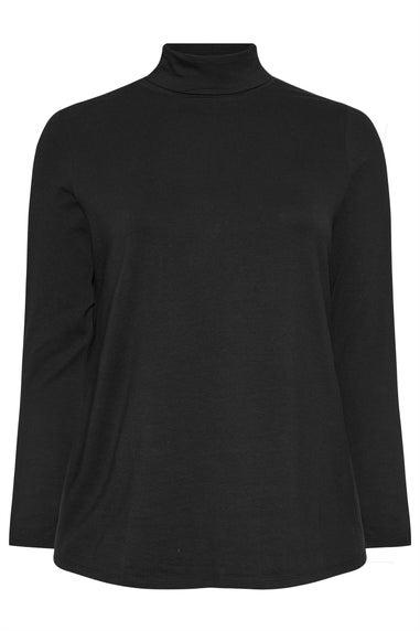 Yours Curve Black Long Sleeve Turtle Neck Top