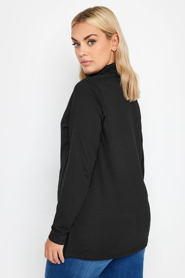 Yours Curve Black Long Sleeve Turtle Neck Top