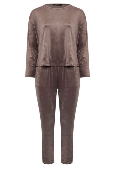 Yours Curve Brown Super Luxe Pyjama Set