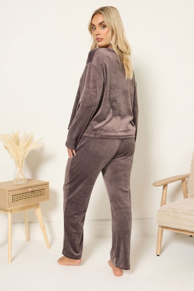 Yours Curve Brown Super Luxe Pyjama Set