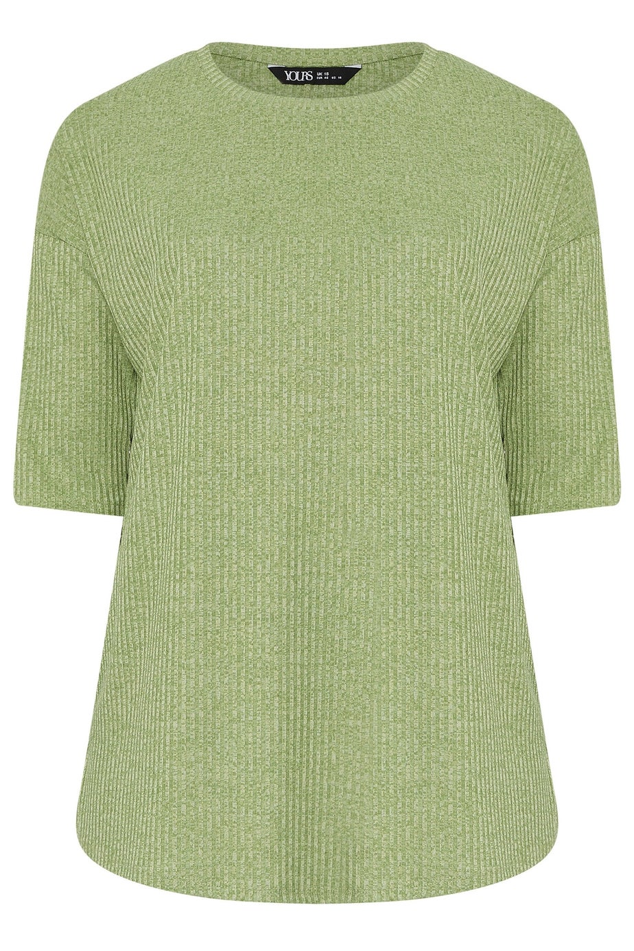 Yours Curve Green Ribbed Side Button Top