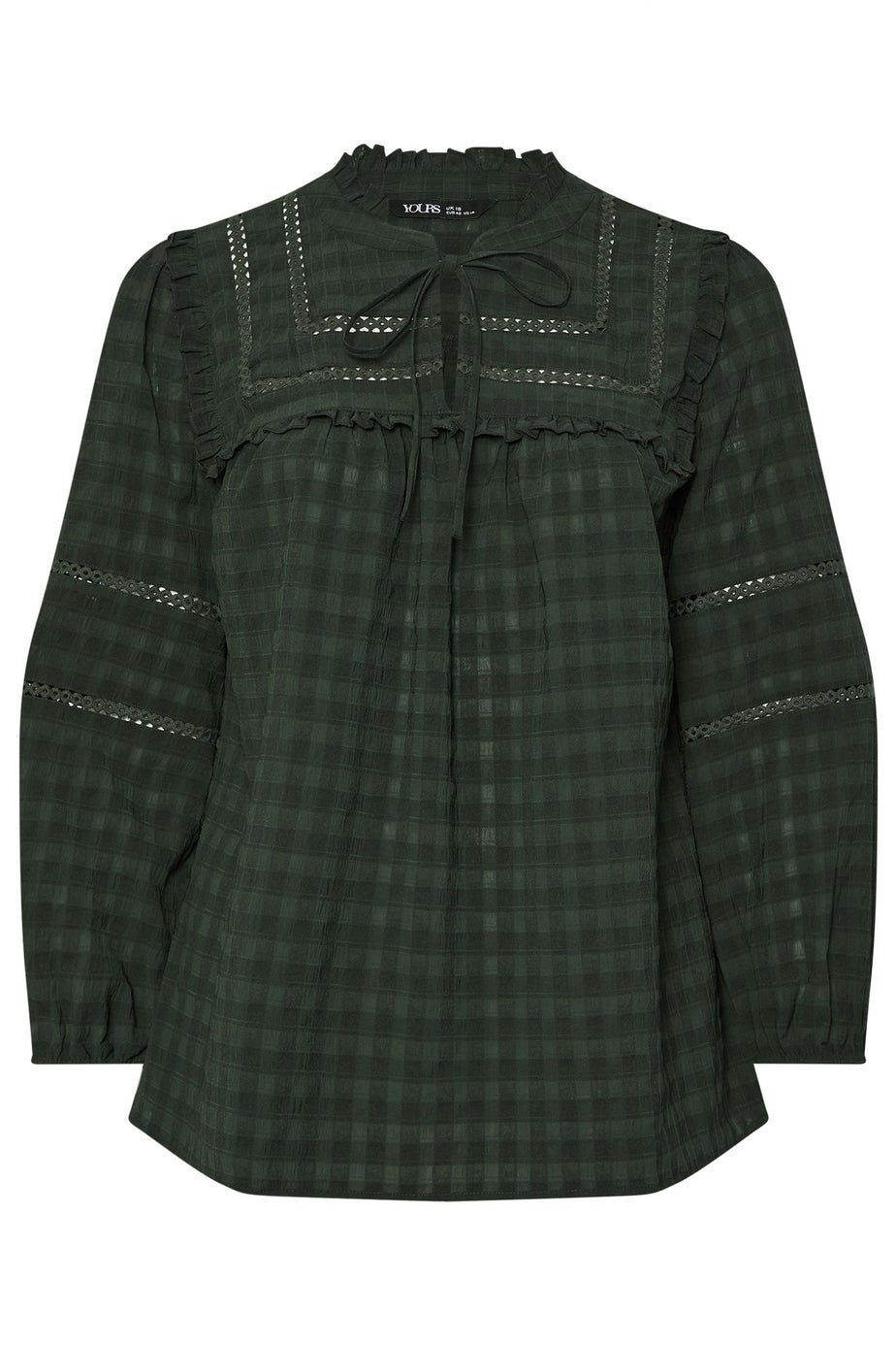 Yours Curve Green Textured Crochet Trim Top