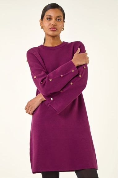 Roman Fuchsia Buttoned Knit Dress