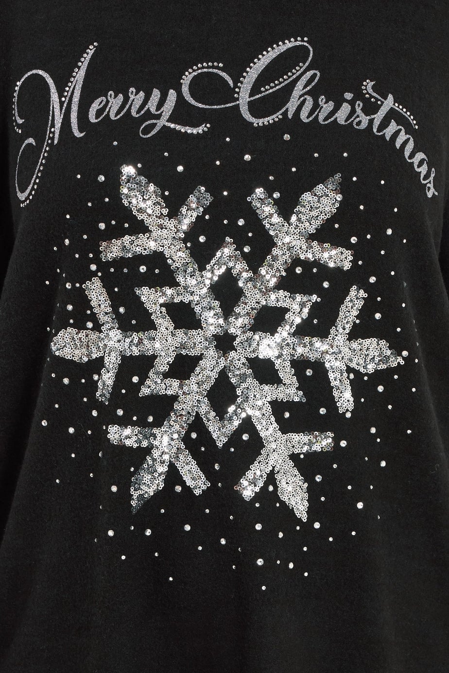 Yours Curve Black Sequin Snowflake Novelty Christmas Jumper