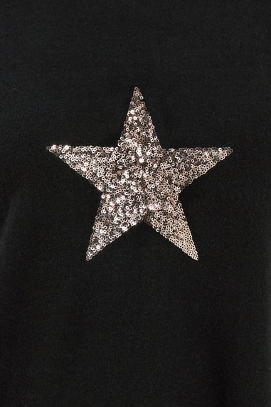 Yours Curve Black Sequin Embellished Star Jumper