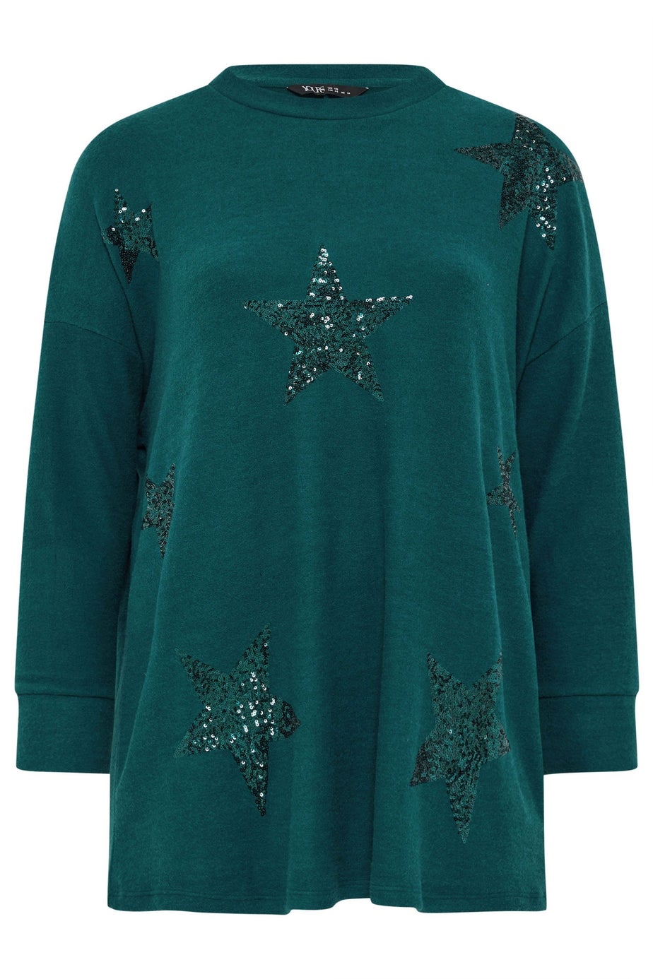 Yours Curve Teal Green Sequin Embellished Star Jumper