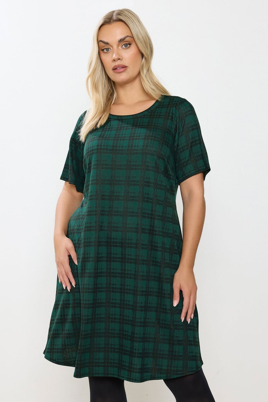 Yours Curve Green Check Mini Dress