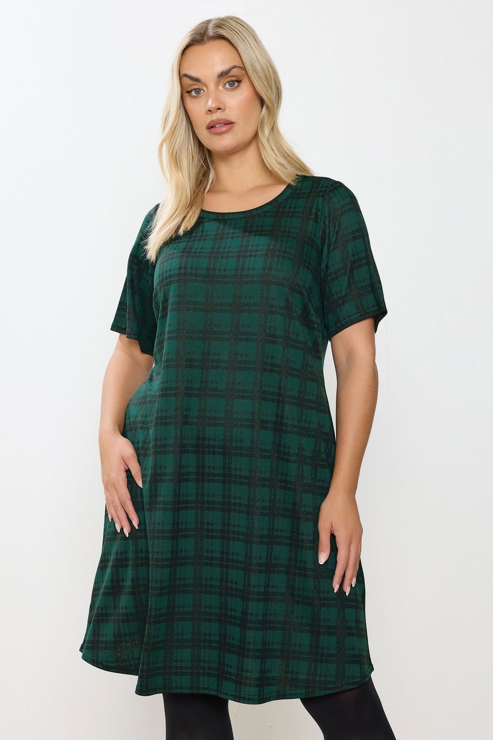 Yours Curve Green Check Mini Dress