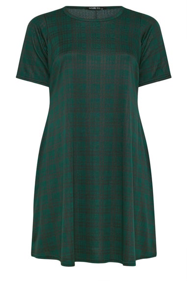 Yours Curve Green Check Mini Dress