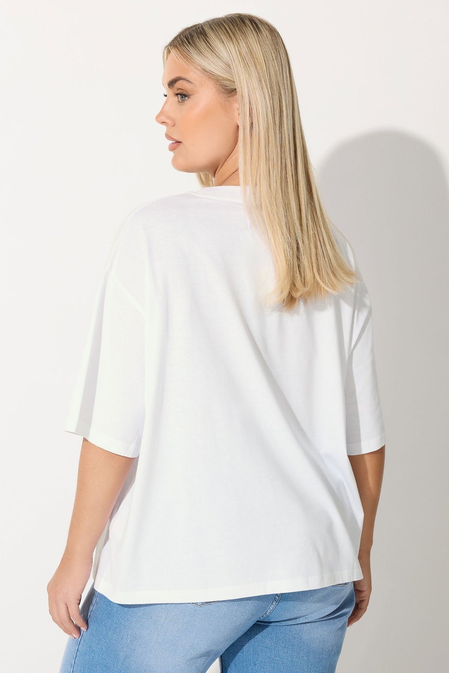 Yours Limited Curve White Glitter Santa Slogan Christmas T-Shirt