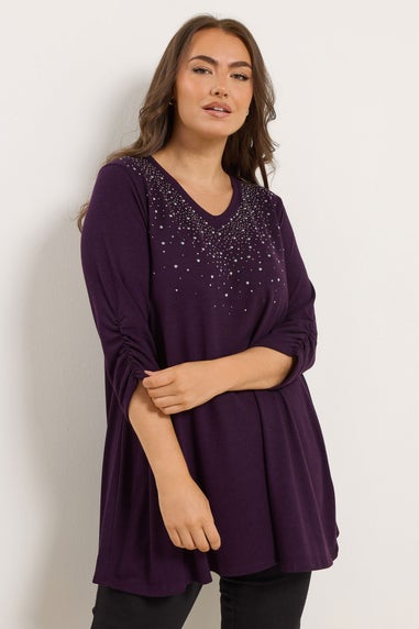 Yours Curve Purple Stud Swing Top