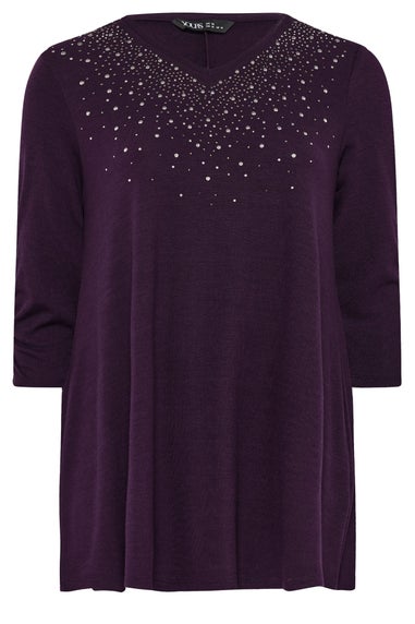 Yours Curve Purple Stud Swing Top