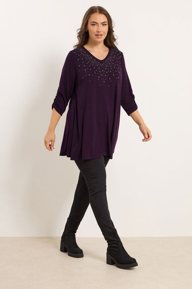 Yours Curve Purple Stud Swing Top