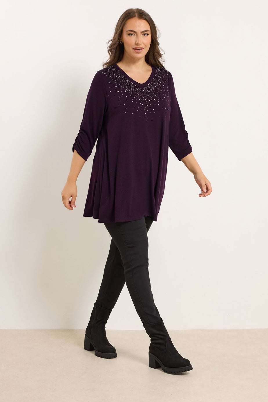 Yours Curve Purple Stud Swing Top