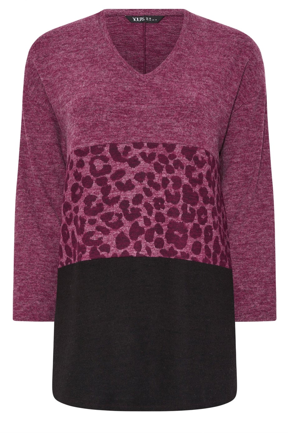 Yours Curve Pink Animal Print Colourblock Top