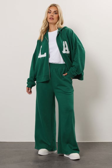 Yours Curve Green 'LA' Wide Leg Joggers