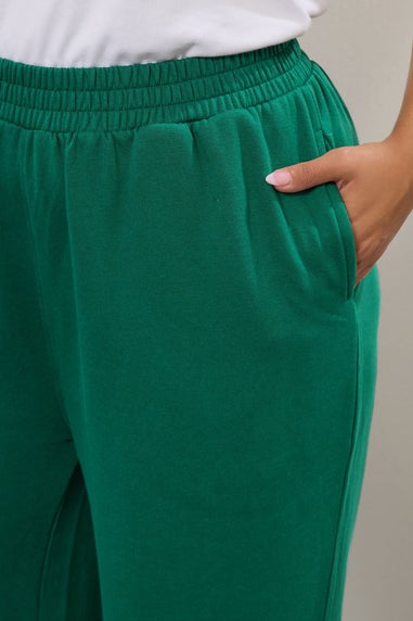 Yours Curve Green 'LA' Wide Leg Joggers