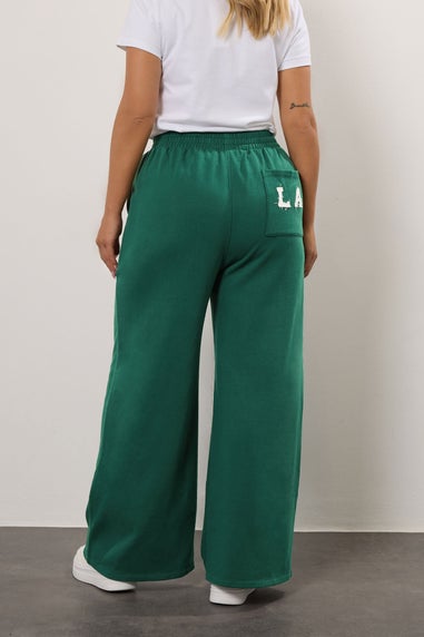 Yours Curve Green 'LA' Wide Leg Joggers