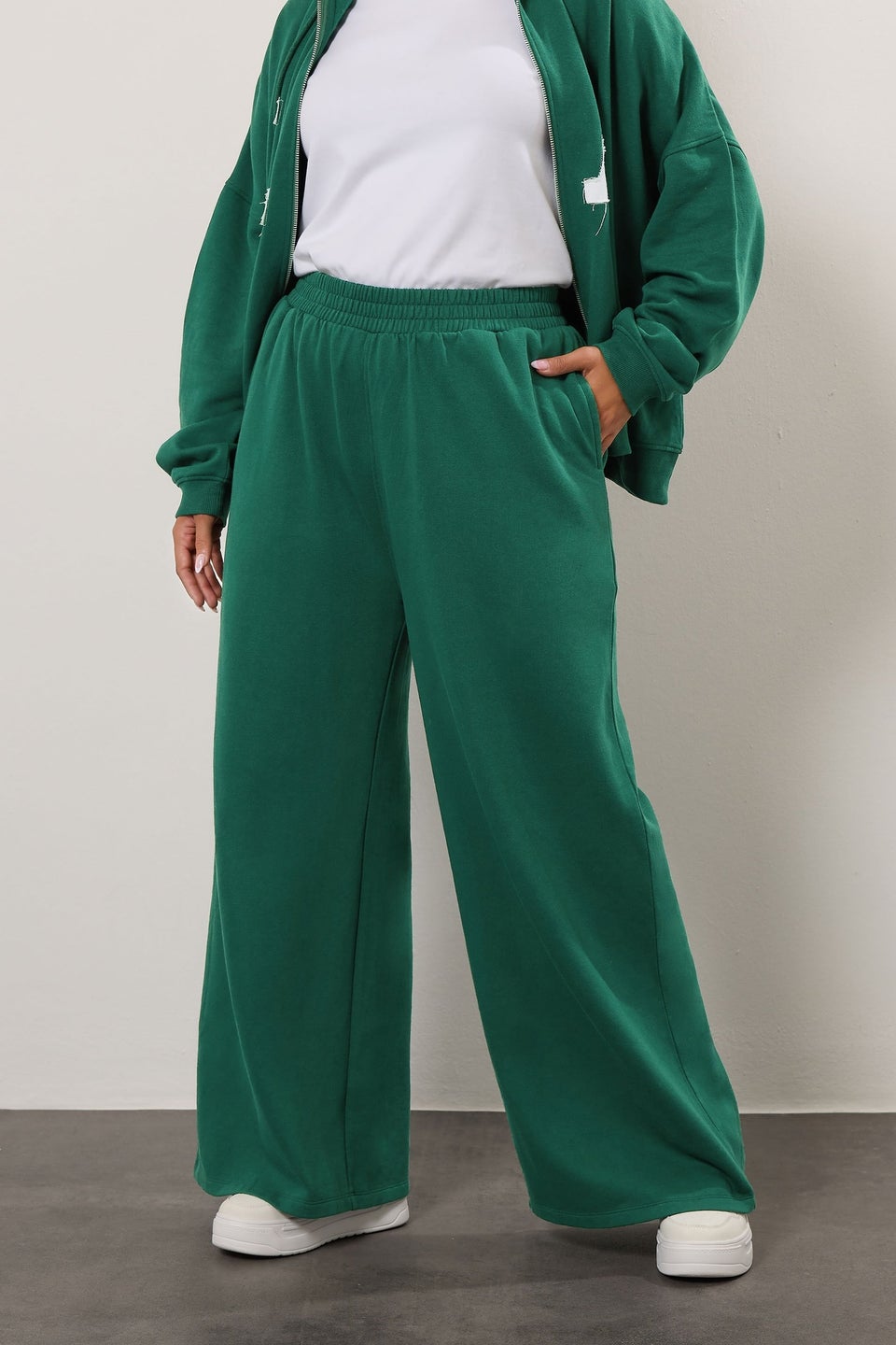 Yours Curve Green 'LA' Wide Leg Joggers