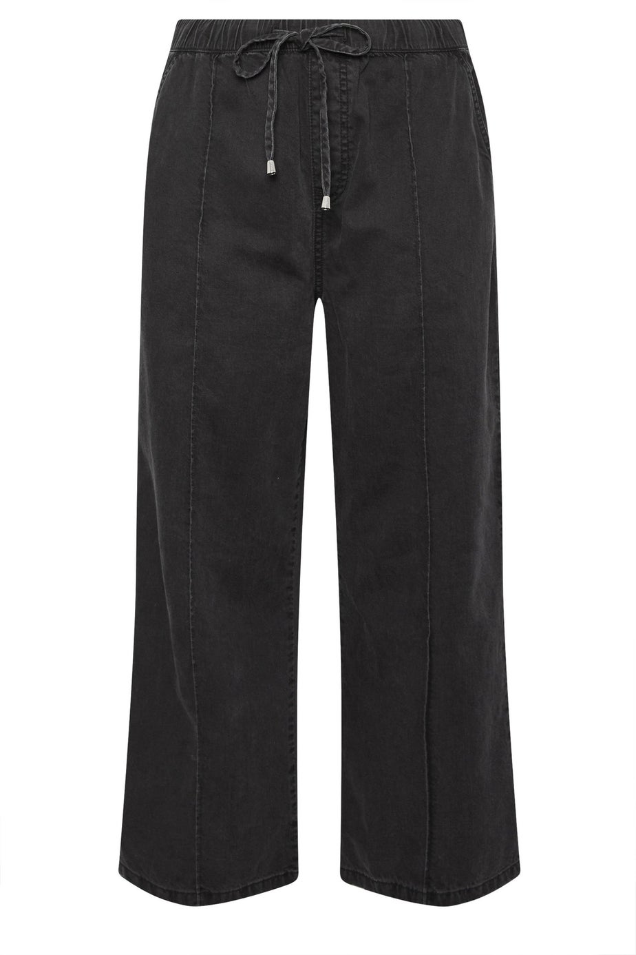 Yours Curve Black Seam Front Wide Leg Jeans