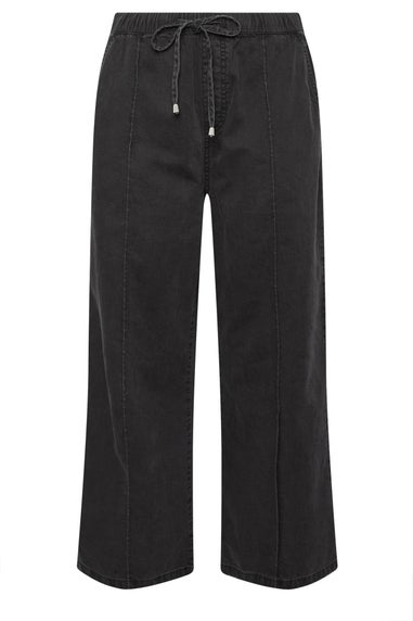 Yours Curve Black Seam Front Wide Leg Jeans