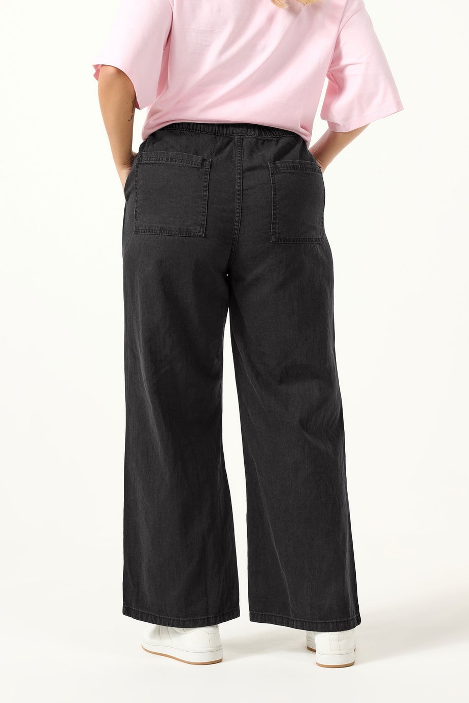 Yours Curve Black Seam Front Wide Leg Jeans