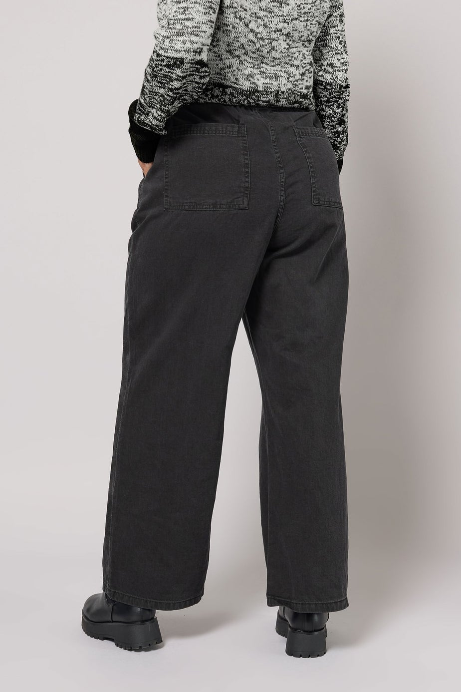 Yours Curve Black Seam Front Wide Leg Jeans