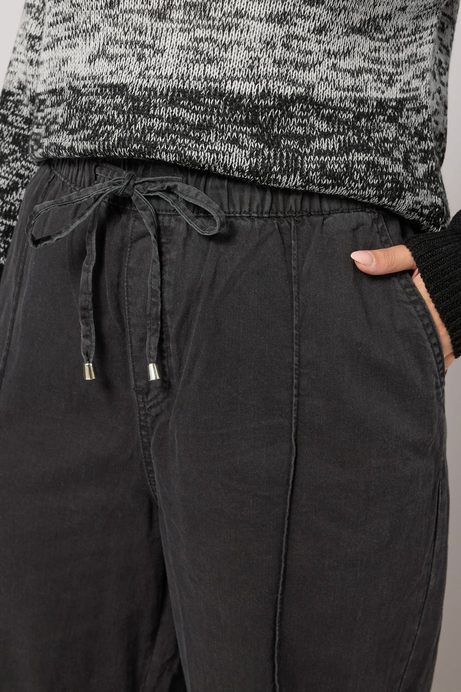 Yours Curve Black Seam Front Wide Leg Jeans