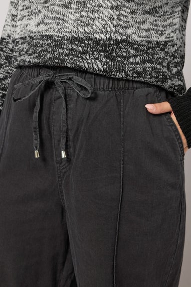 Yours Curve Black Seam Front Wide Leg Jeans