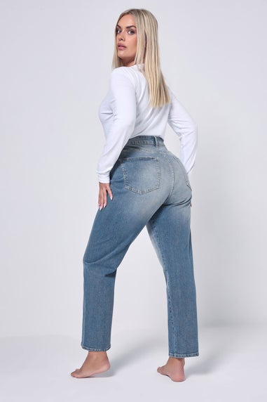 Yours Curve Mid Blue Carrot Leg Jeans