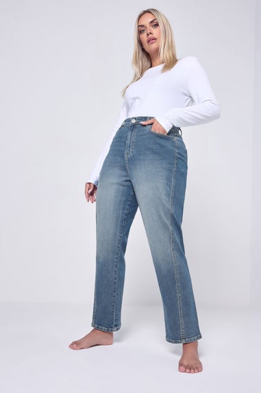 Yours Curve Mid Blue Carrot Leg Jeans