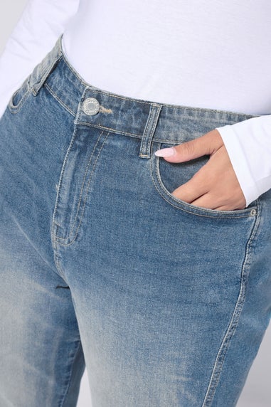 Yours Curve Mid Blue Carrot Leg Jeans