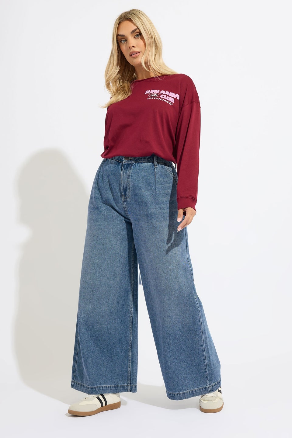 Yours Curve Mid Blue Palazzo Jeans