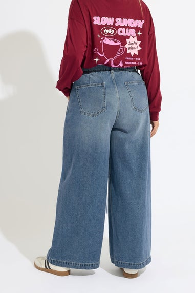 Yours Curve Mid Blue Palazzo Jeans