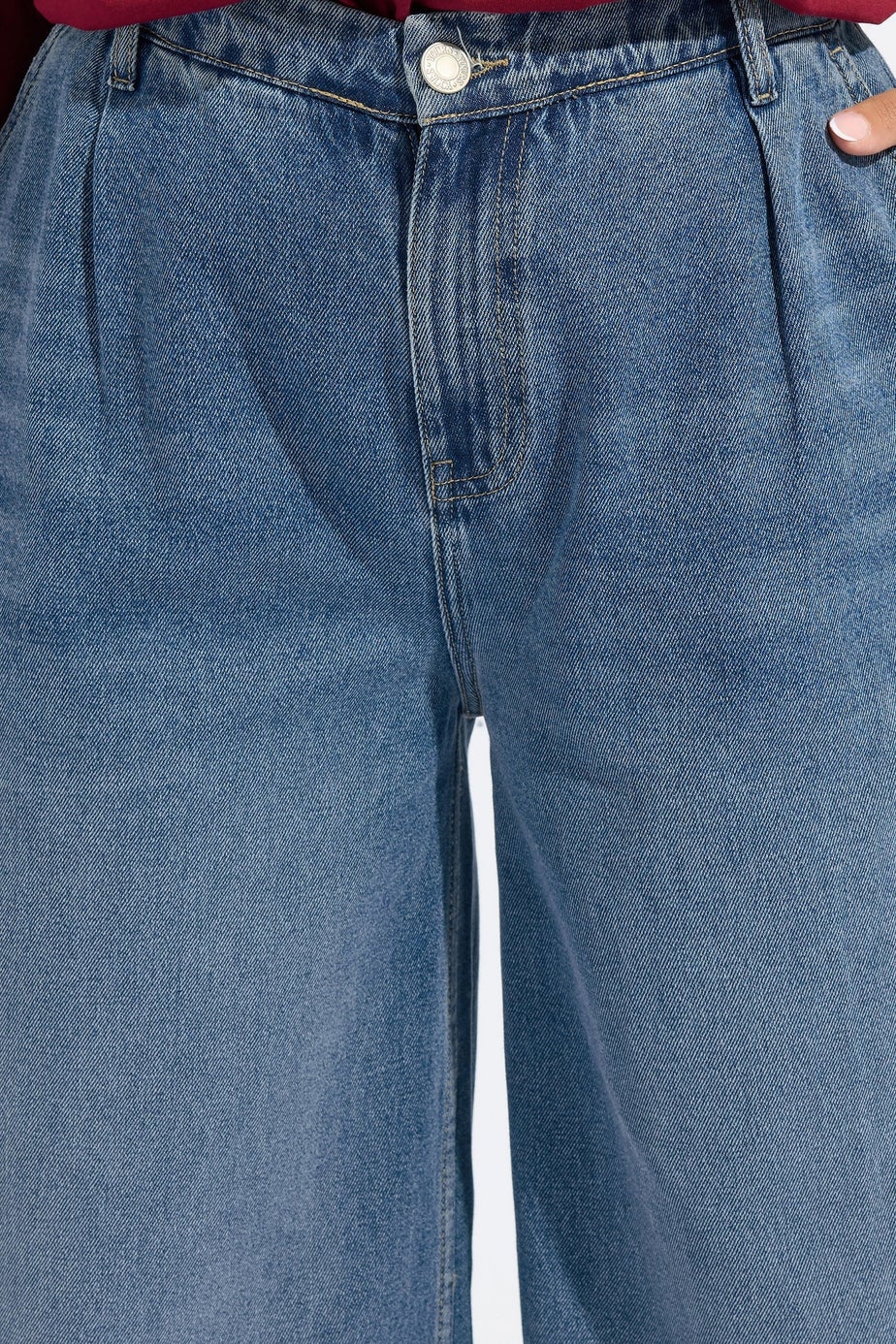 Yours Curve Mid Blue Palazzo Jeans