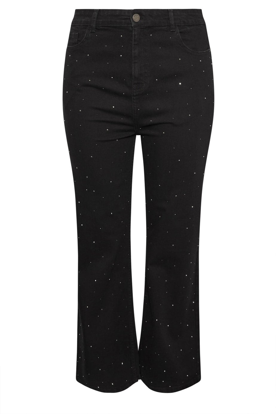 Yours Curve Black Studded Wide Leg Jeans