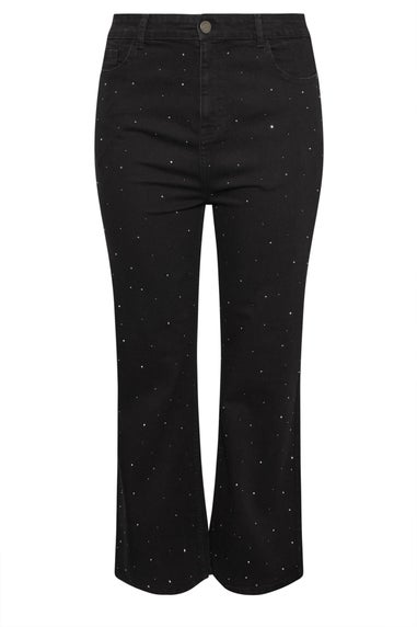 Yours Curve Black Studded Wide Leg Jeans